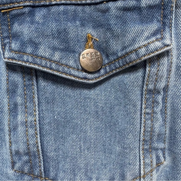 BETWEEN US Jean Jacket Light Blue Button Down Denim Womens 3XL - Picture 6 of 8